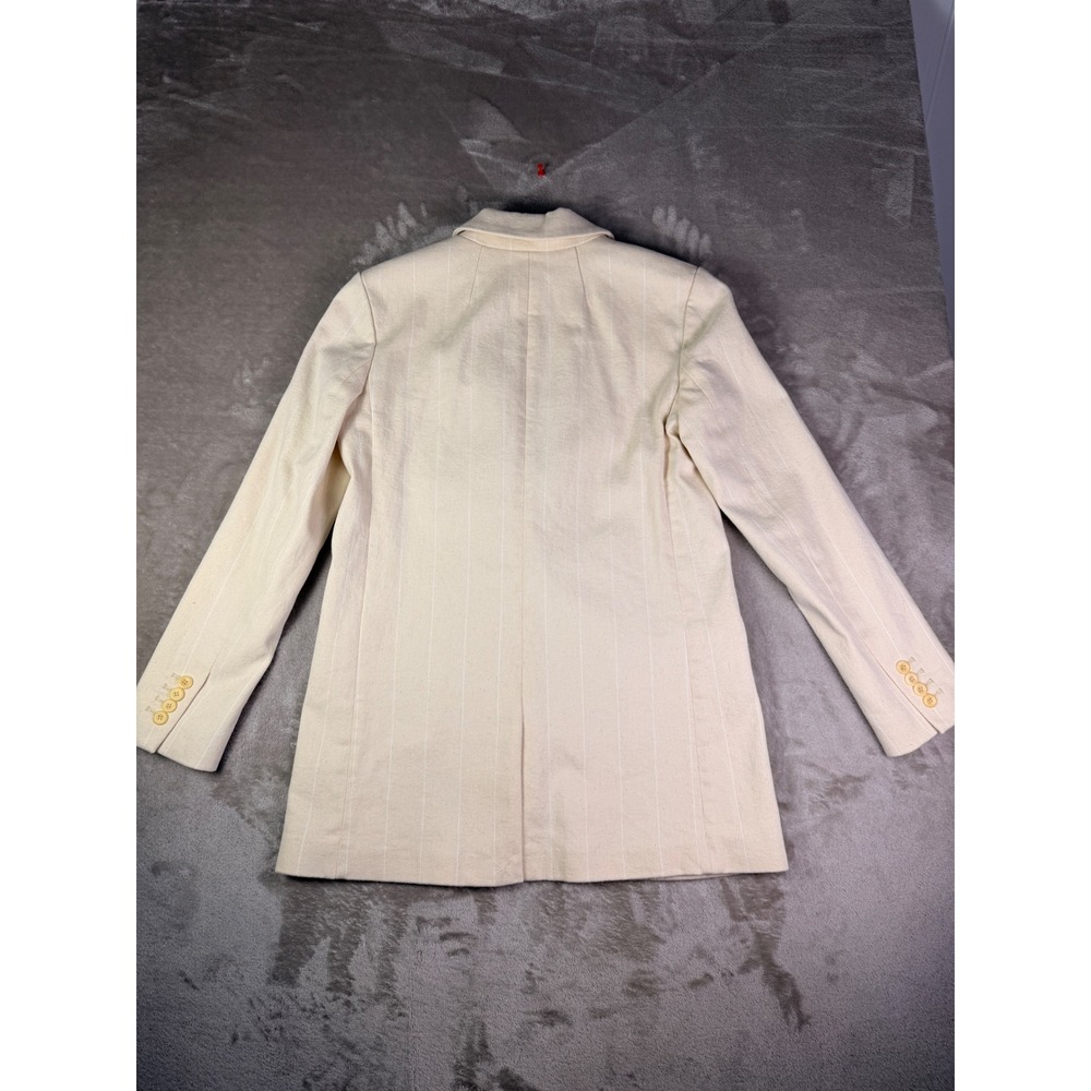 J.Crew Womens Alfie Blazer Size 0 Cotton Blend‎ Jacket Ivory Beige Denim Stripe - Picture 4 of 12